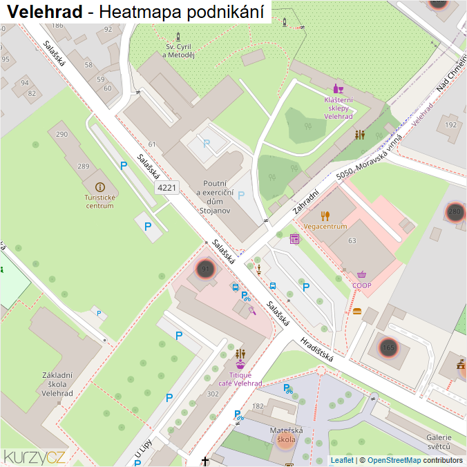 Mapa Velehrad - Firmy v obci.