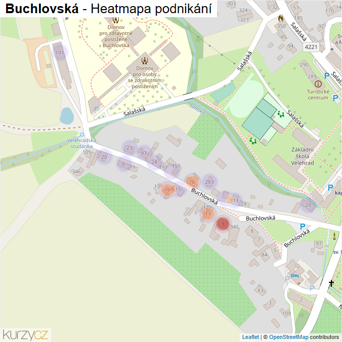 Mapa Buchlovská - Firmy v ulici.