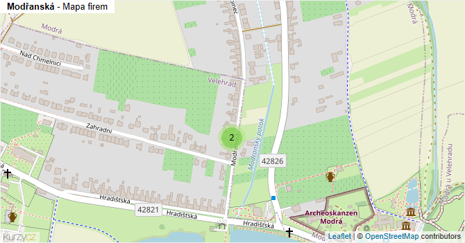 Modřanská - mapa firem