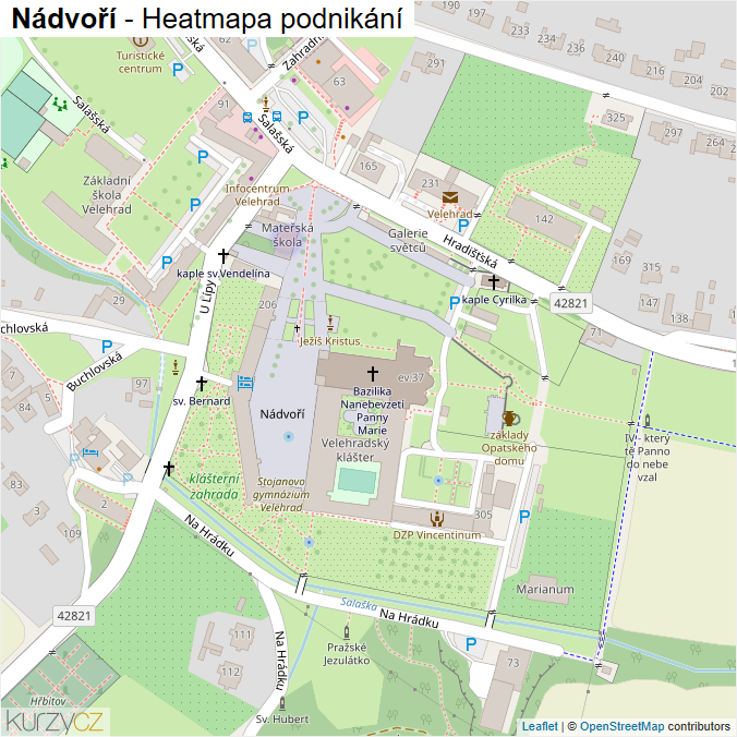 Mapa Nádvoří - Firmy v ulici.