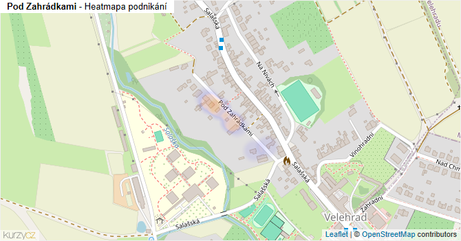 Pod Zahrádkami - mapa podnikání