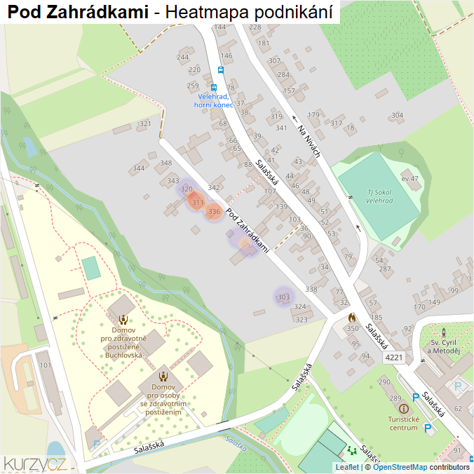Mapa Pod Zahrádkami - Firmy v ulici.
