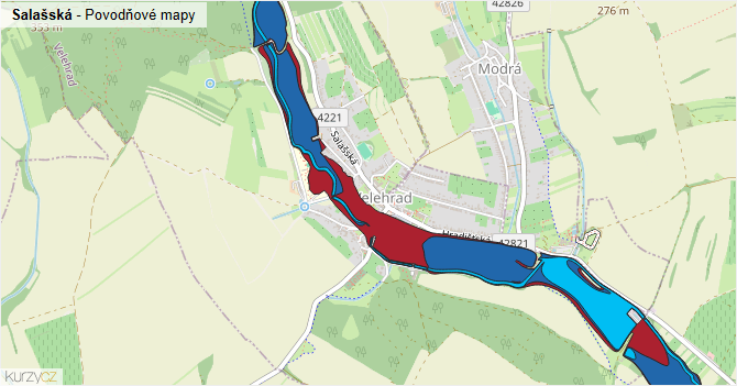 Salašská - záplavové mapy stoleté vody