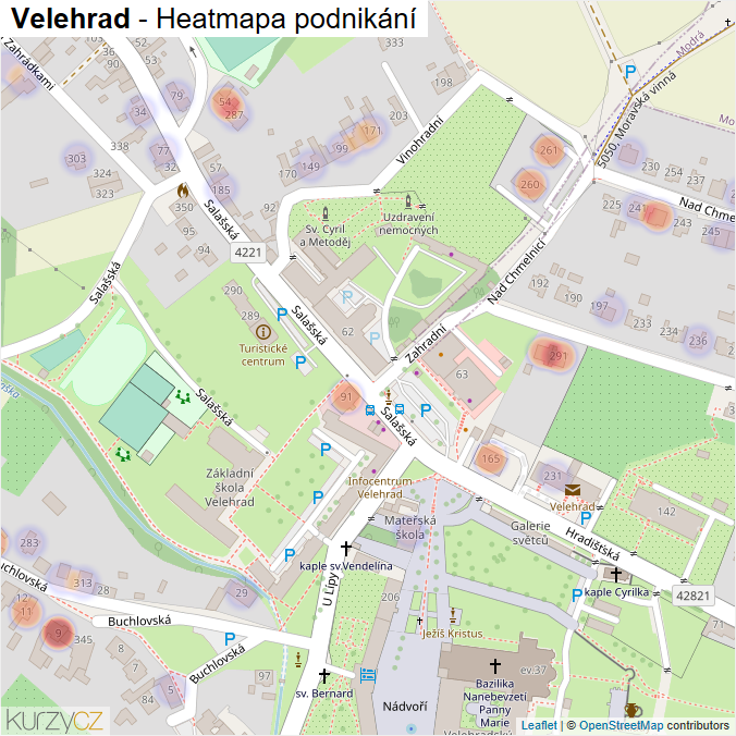 Mapa Velehrad - Firmy v části obce.