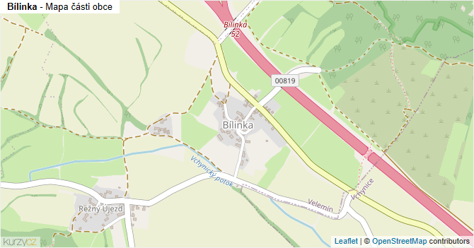 Bílinka - mapa části obce