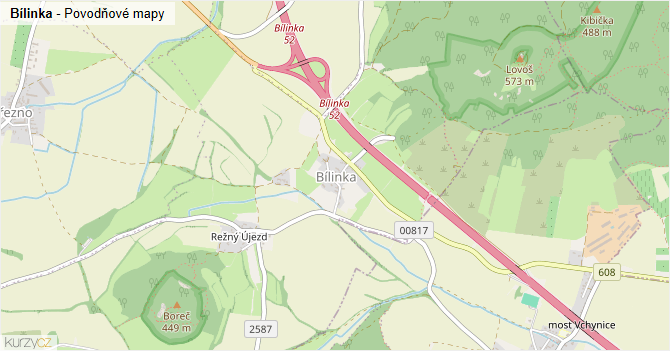 Bílinka - záplavové mapy stoleté vody