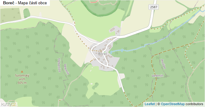 Boreč - mapa části obce