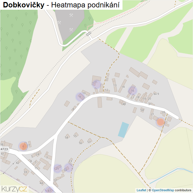 Mapa Dobkovičky - Firmy v části obce.