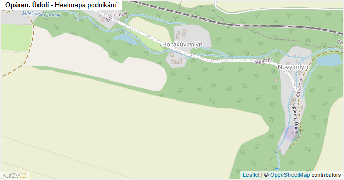 Opáren. Údolí - mapa podnikání