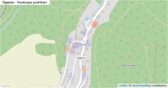 Oparno - mapa podnikání