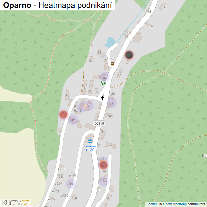 Mapa Oparno - Firmy v části obce.