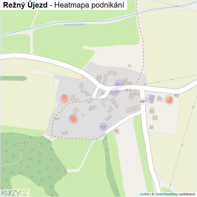 Mapa Režný Újezd - Firmy v části obce.