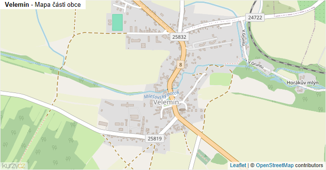 Velemín - mapa části obce