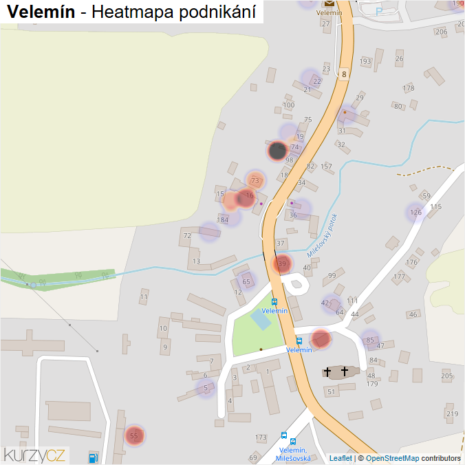 Mapa Velemín - Firmy v části obce.