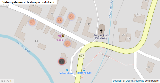 Velemyšleves - mapa podnikání