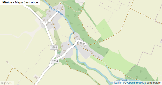 Minice - mapa části obce