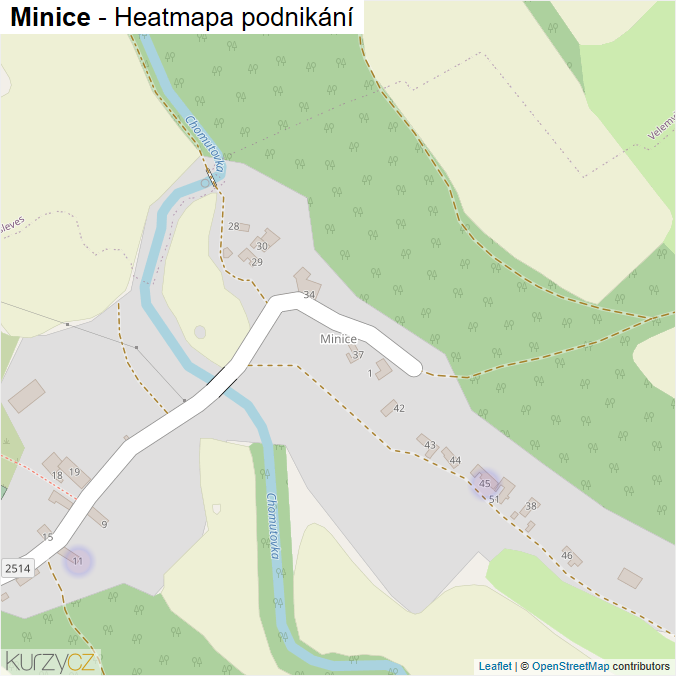 Mapa Minice - Firmy v části obce.