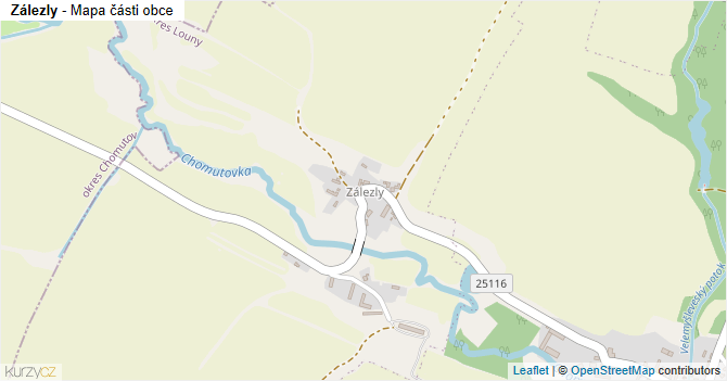 Zálezly - mapa části obce