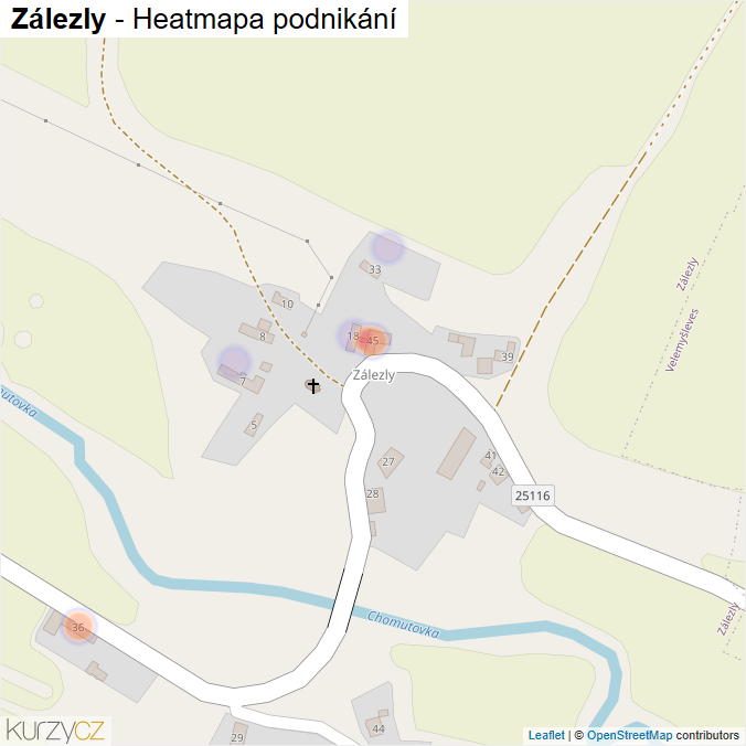 Mapa Zálezly - Firmy v části obce.