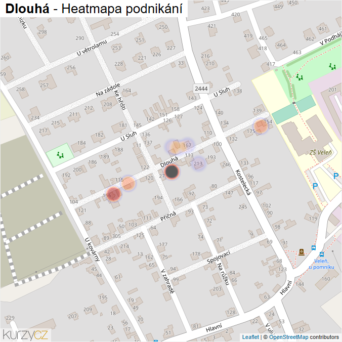 Mapa Dlouhá - Firmy v ulici.