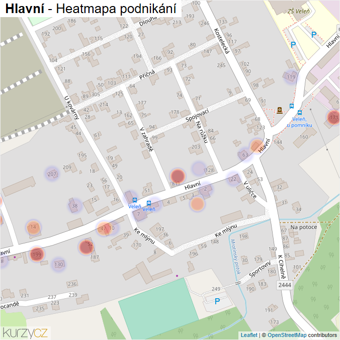 Mapa Hlavní - Firmy v ulici.