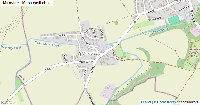 Mírovice - mapa části obce