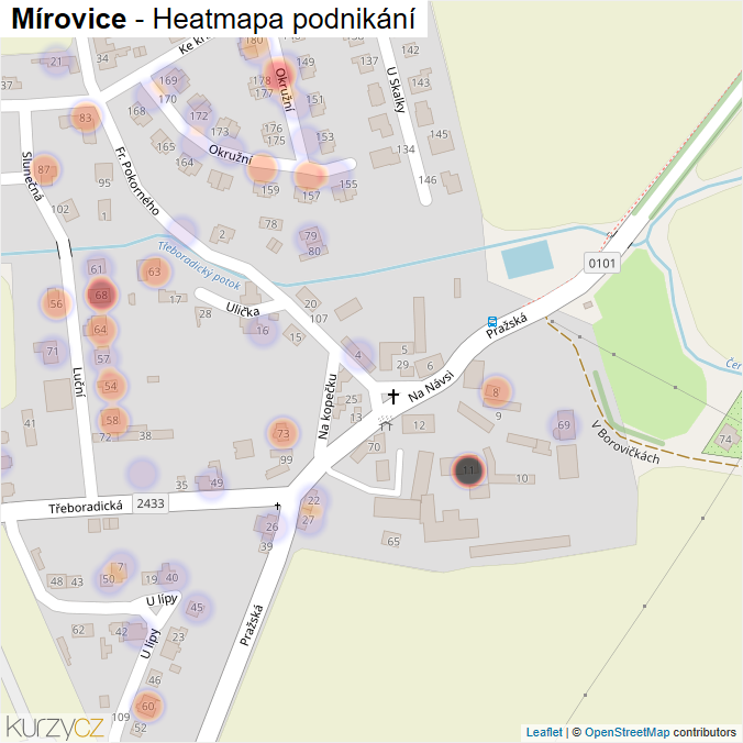 Mapa Mírovice - Firmy v části obce.