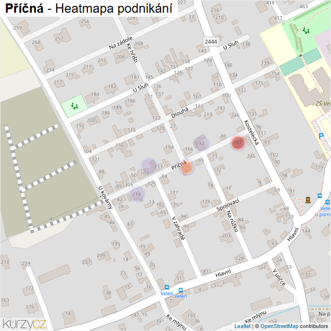 Mapa Příčná - Firmy v ulici.