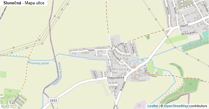 Slunečná - mapa ulice