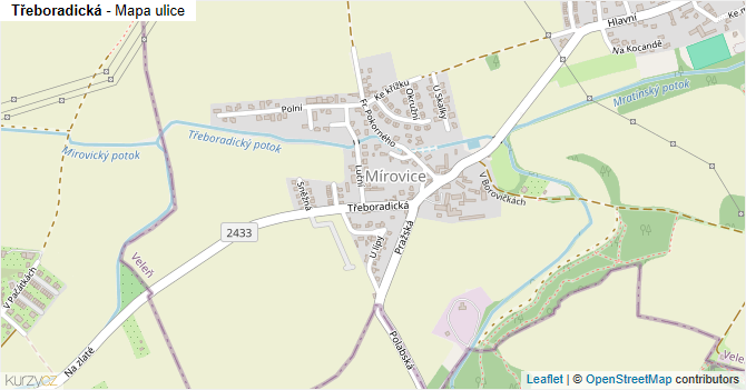 Třeboradická - mapa ulice