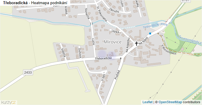 Třeboradická - mapa podnikání