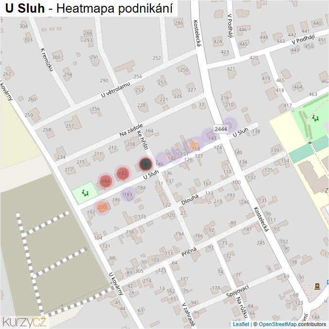 Mapa U Sluh - Firmy v ulici.