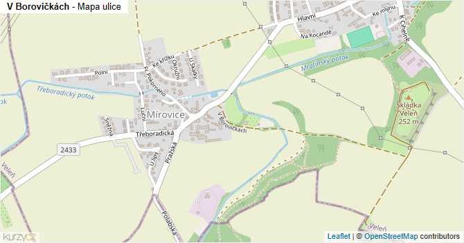 V Borovičkách - mapa ulice
