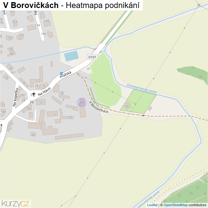 Mapa V Borovičkách - Firmy v ulici.