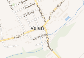 V uličce v obci Veleň - mapa ulice