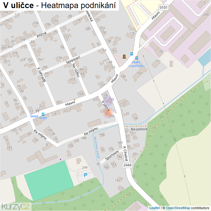 Mapa V uličce - Firmy v ulici.