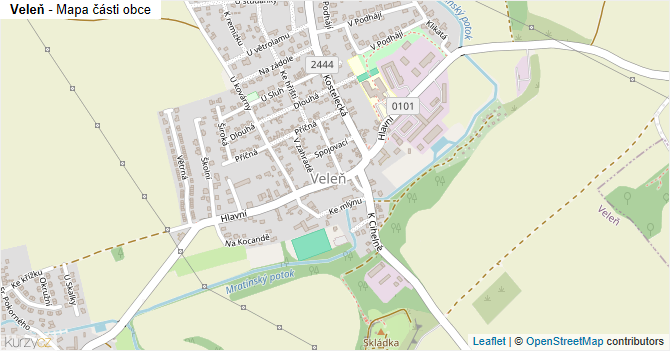 Veleň - mapa části obce