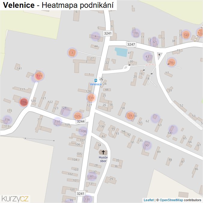 Mapa Velenice - Firmy v části obce.