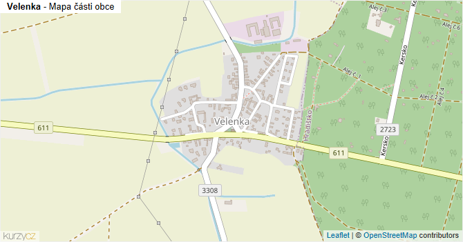 Velenka - mapa části obce