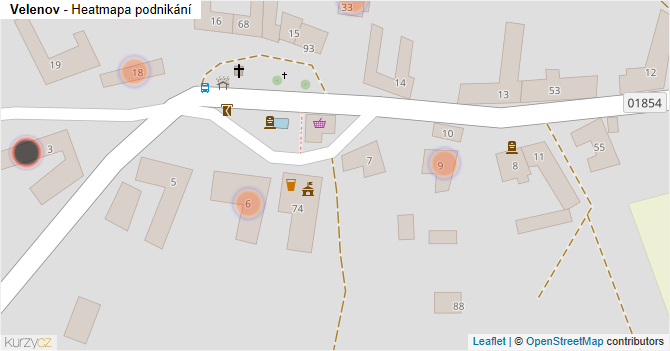 Velenov - mapa podnikání