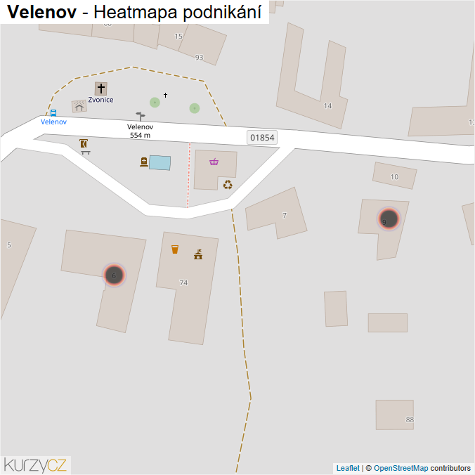 Mapa Velenov - Firmy v obci.