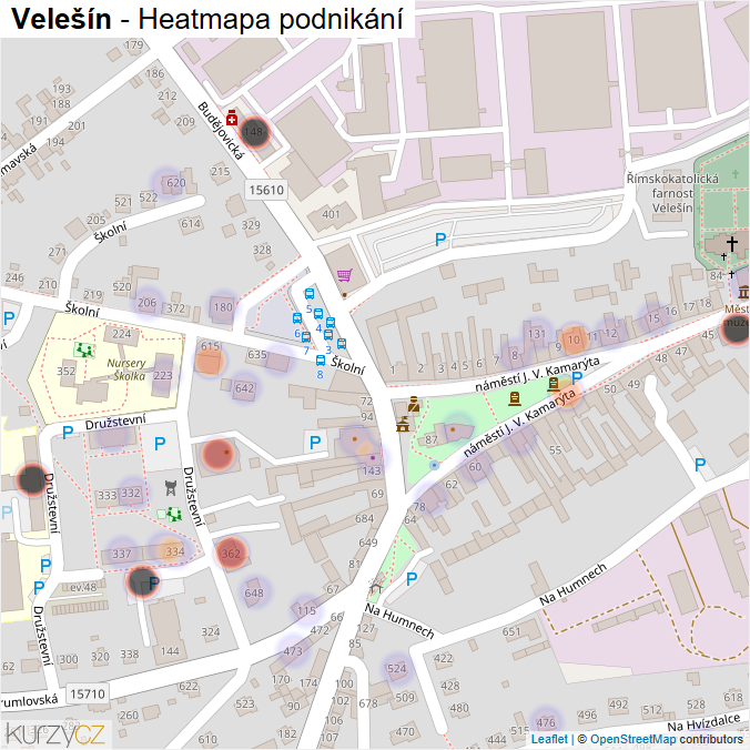 Mapa Velešín - Firmy v obci.