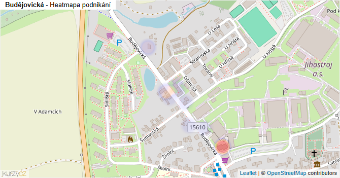 Budějovická - mapa podnikání