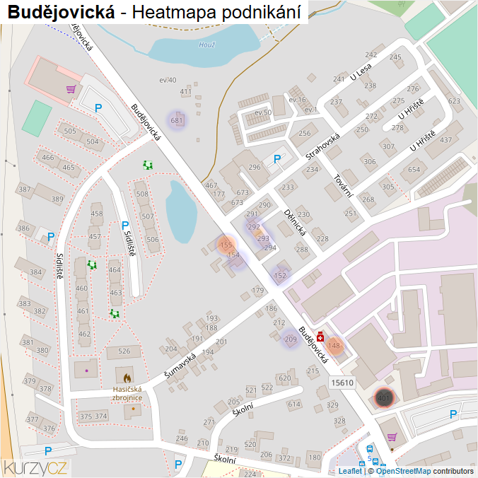 Mapa Budějovická - Firmy v ulici.