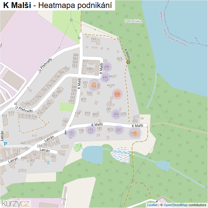 Mapa K Malši - Firmy v ulici.