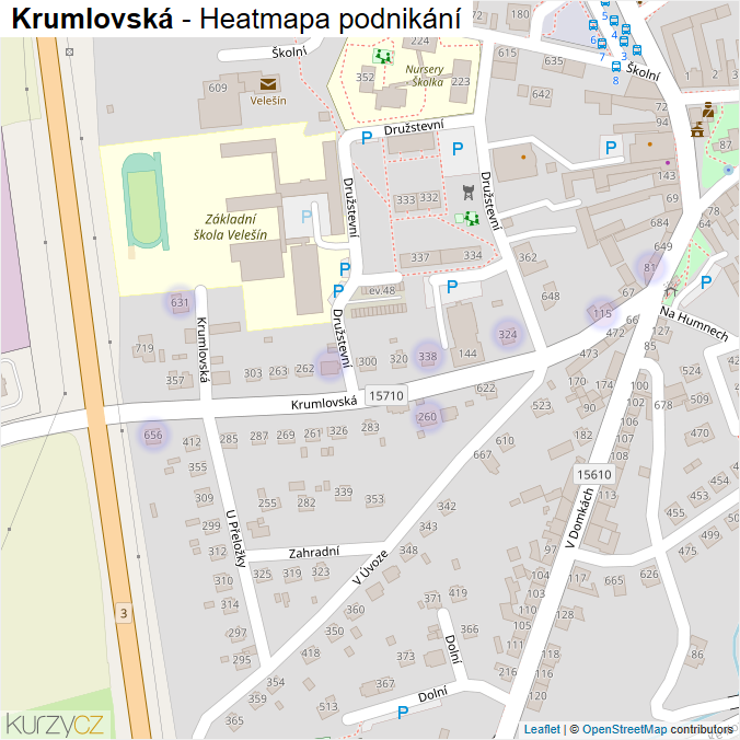 Mapa Krumlovská - Firmy v ulici.