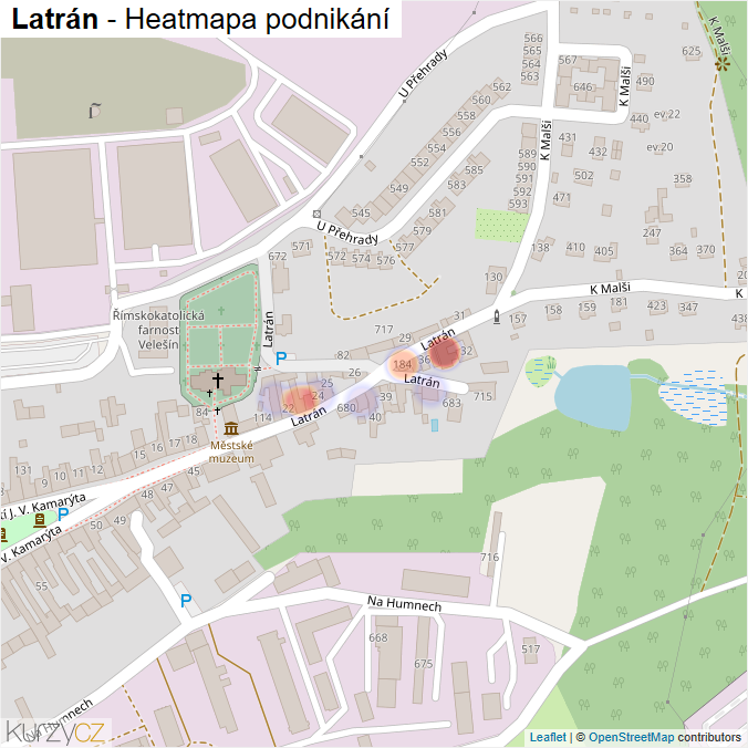 Mapa Latrán - Firmy v ulici.