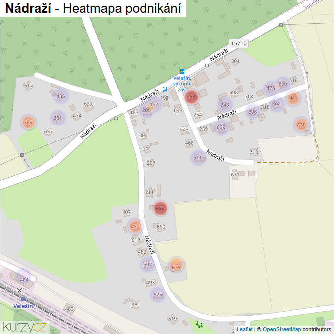 Mapa Nádraží - Firmy v ulici.