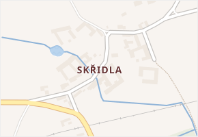 Skřidla v obci Velešín - mapa části obce
