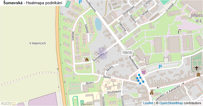 Šumavská - mapa podnikání